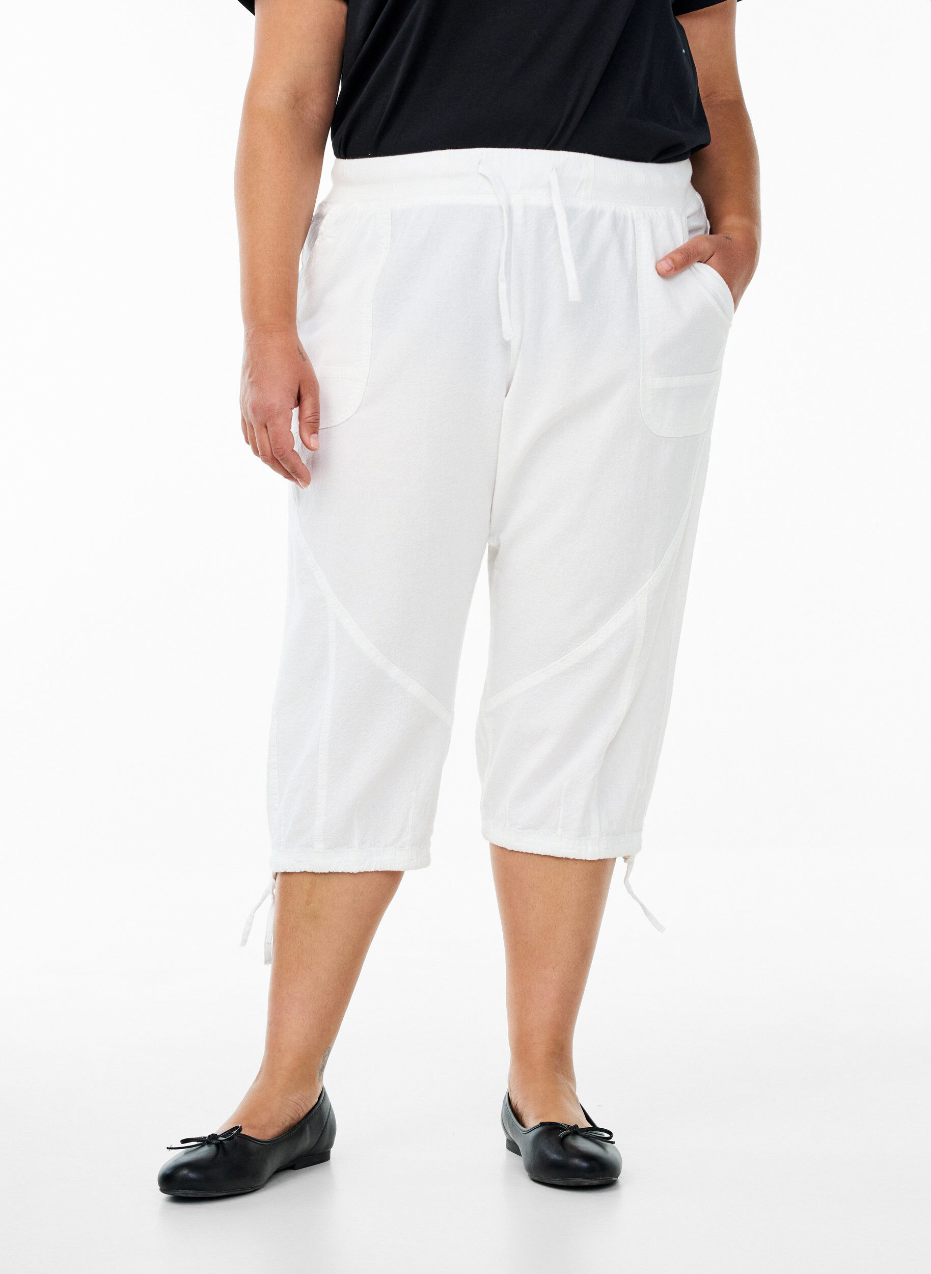 ZizziCapribukser i bomull, Hvit, Model image number 2