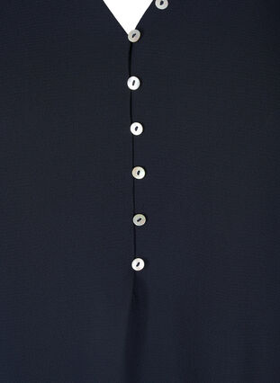 Bluse med V-hals og knappedetaljer, Navy Blazer, Packshot image number 2