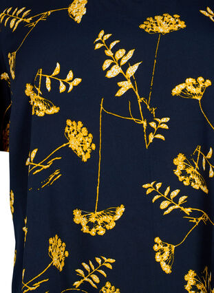 FLASH - Bluse med korte ermer og trykk, Night Sky Yellow AOP, Packshot image number 2