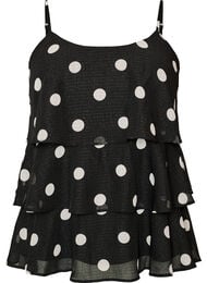 Lag-p&aring;-lag topp med volanger og spaghetti-stropper, Svart