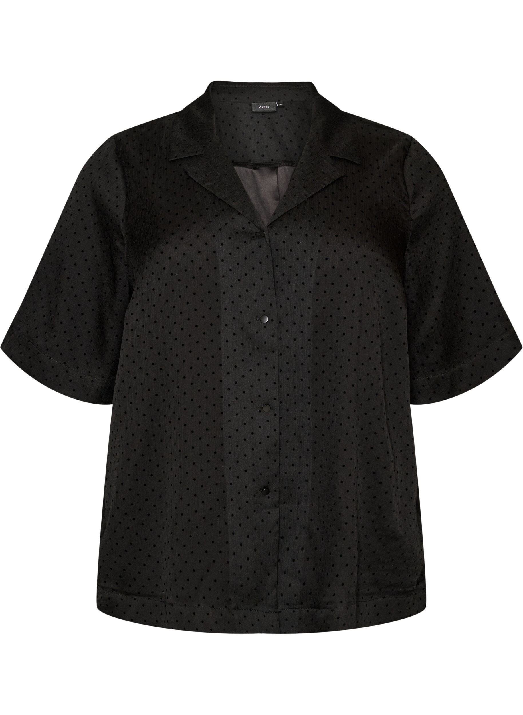 Polka dot skjortebluse med jakkeslag