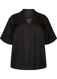 Polka dot skjortebluse med jakkeslag, Svart