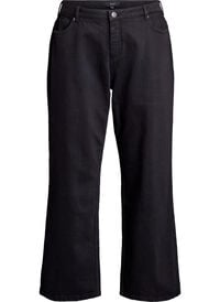 Jeans med vide ben og høy midje, Svart Jeans med vide ben og høy midje