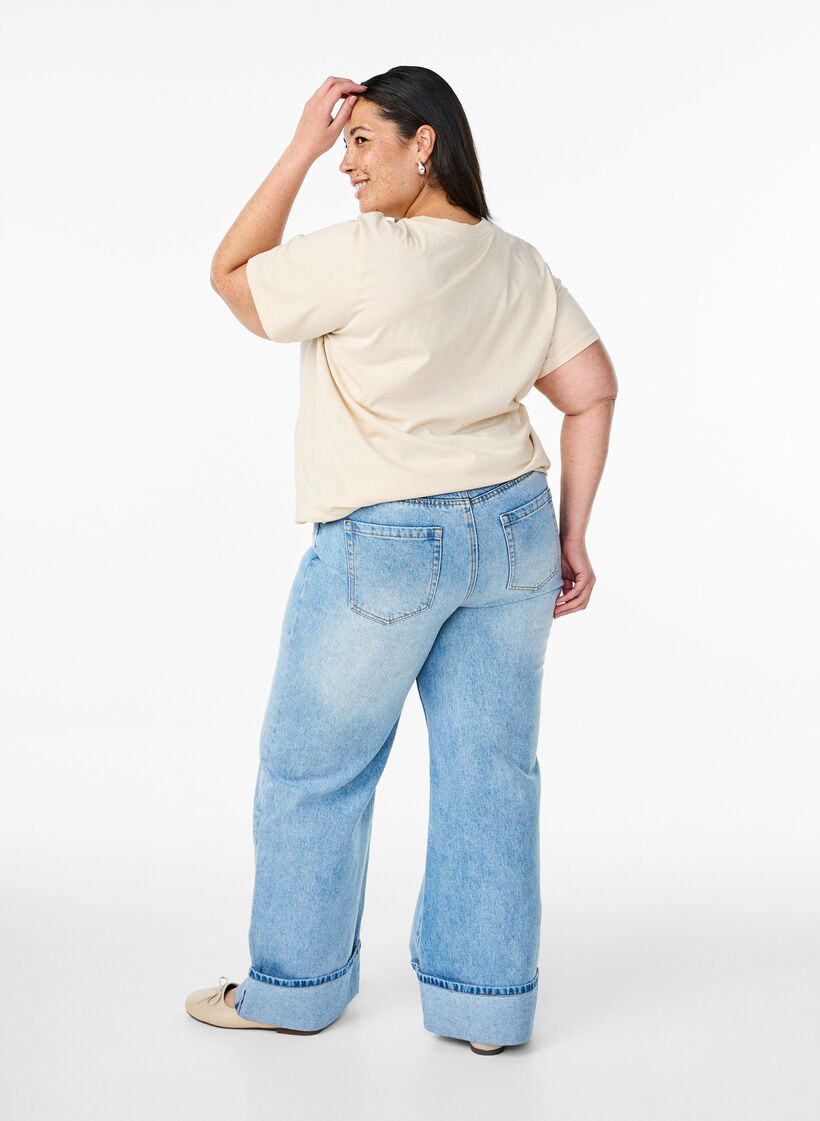 Jeans med vide ben og oppbrett, L.B.Denim, Model