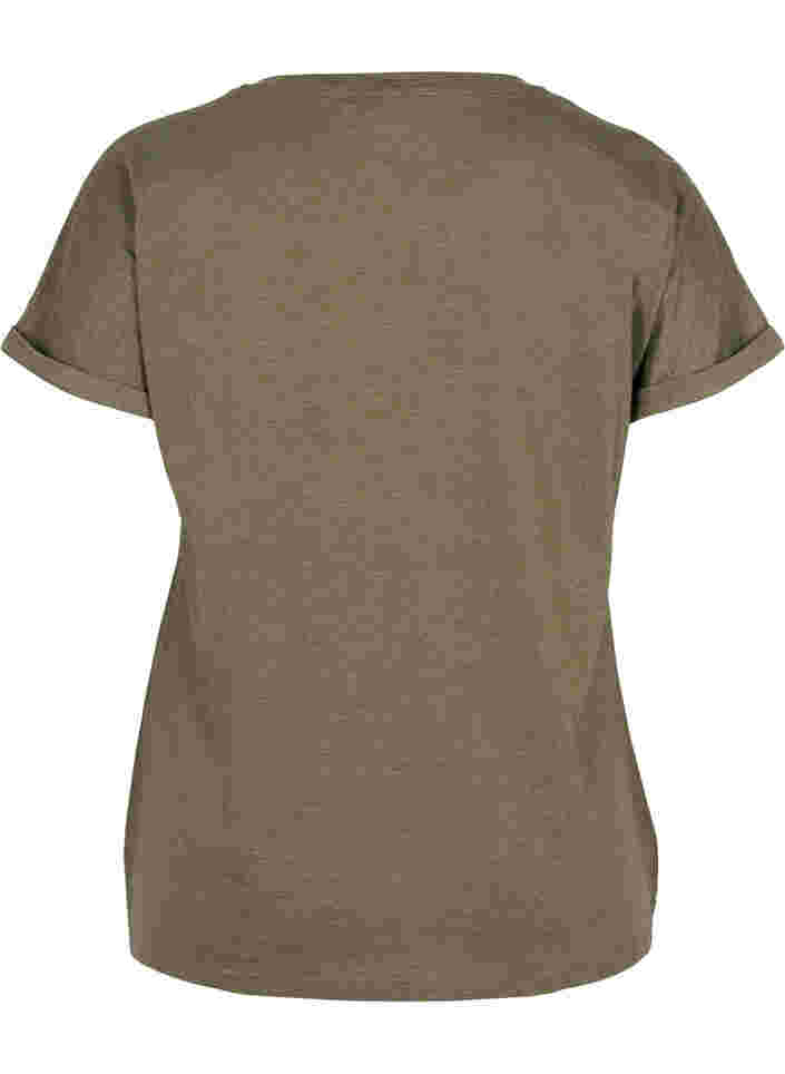 Kortermet T-skjorte med broderi anglaise, Ivy Green Mel., Packshot image number 1