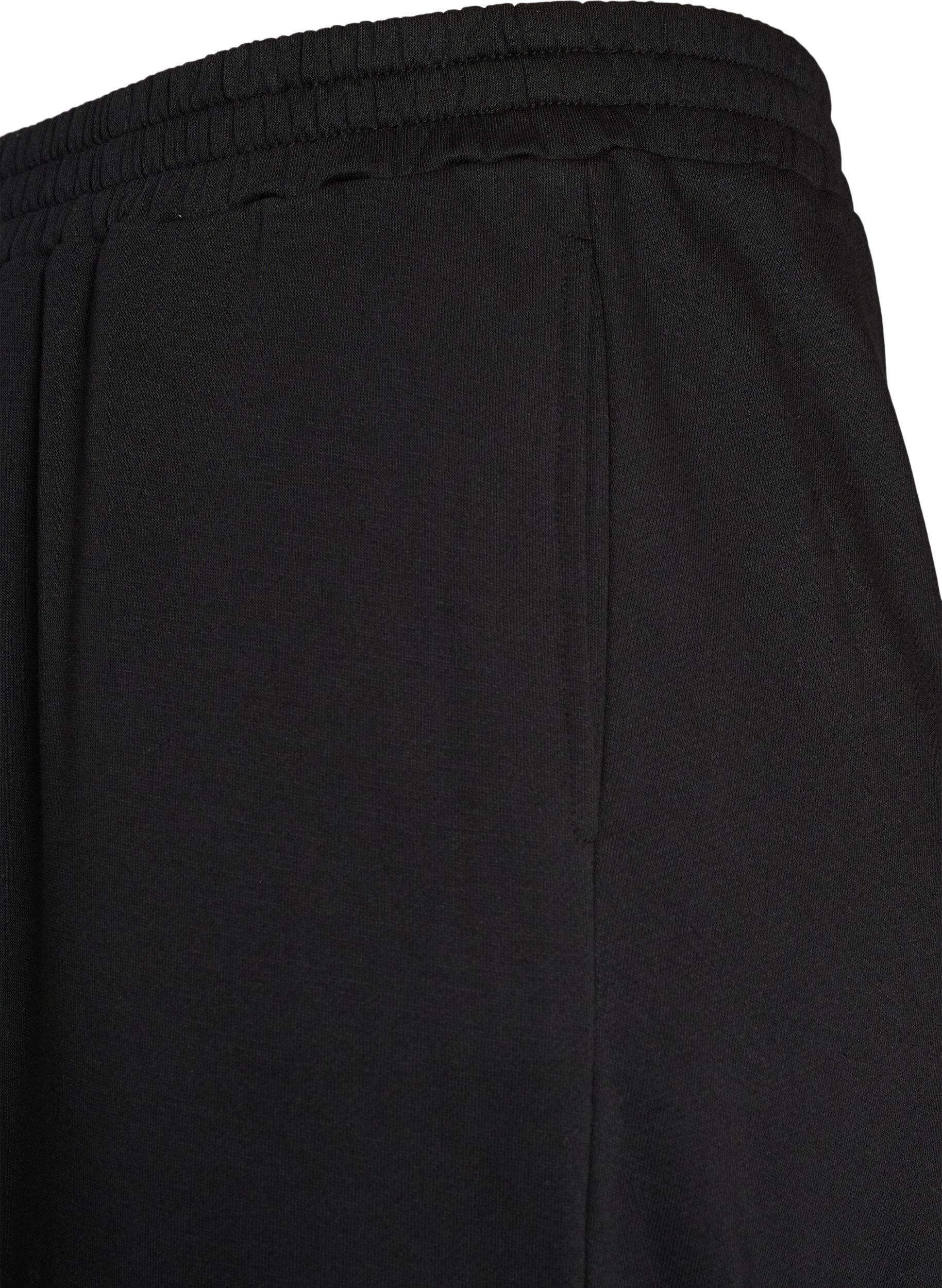 ZizziSweatpants med h&oslash;y midje og vide ben, Svart, Packshot image number 2