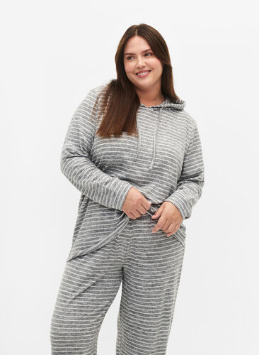 Løs hettegenser med striper, DGM Stripe, Model image number 2