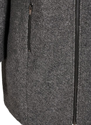 Frakk med ull og glidelås, Dark Grey Melange, Packshot image number 3