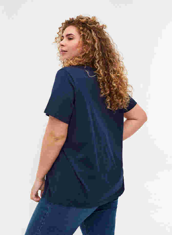 T-skjorte med V-hals og mesh, Navy Blazer, Model image number 1