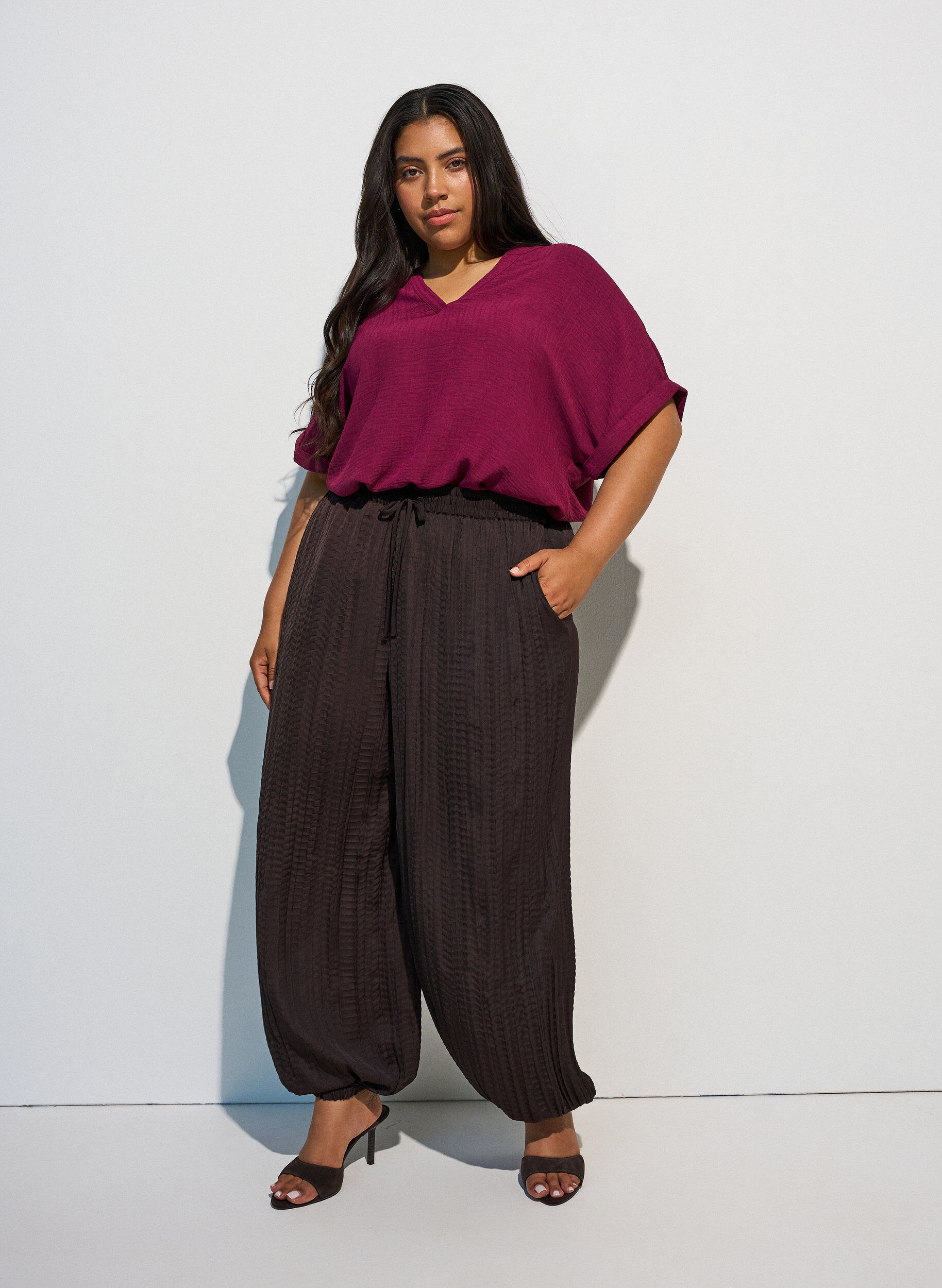 ZizziL&oslash;s bluse med korte ermer, R&oslash;d, Model image number 1