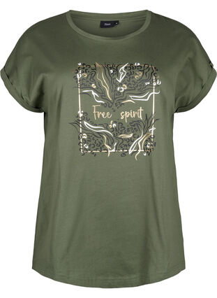 T-skjorte i økologisk bomull med gulltrykk, Thyme W. Free, Packshot image number 0