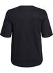 Ribbestrikket jerseybluse med korte ermer, Svart, Packshot image number 1