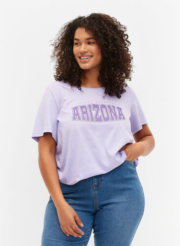 T-skjorte i bomull med mønsterdetalj, Lavender ARIZONA, Model image number 0