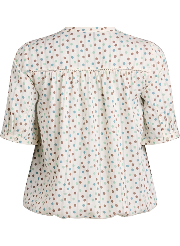 Bluse med trykk og 1/2 ermer, Hvit, Packshot image number 1