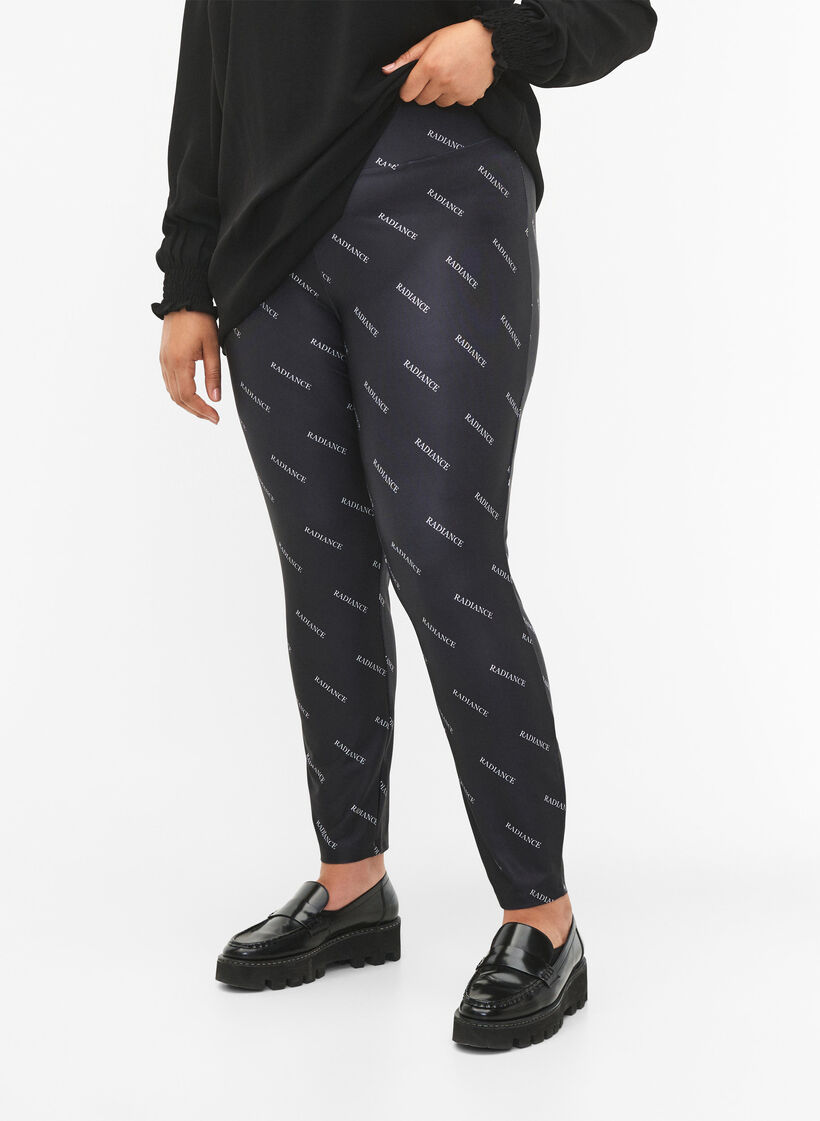 Leggings med teksttrykk, Black Radiance, Model image number 2