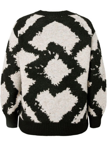 Strikket bluse med mønster, Black Comb, Packshot image number 1