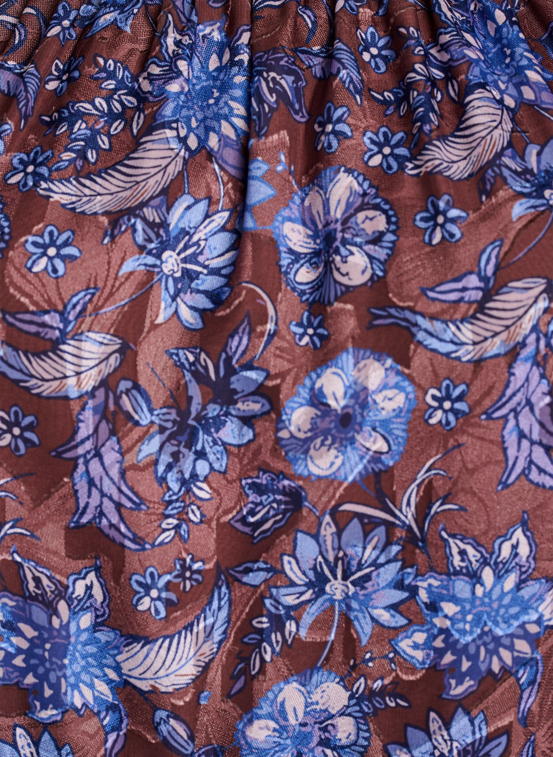 ZizziBluse med blomster og volangermer, Brun, Packshot image number 2
