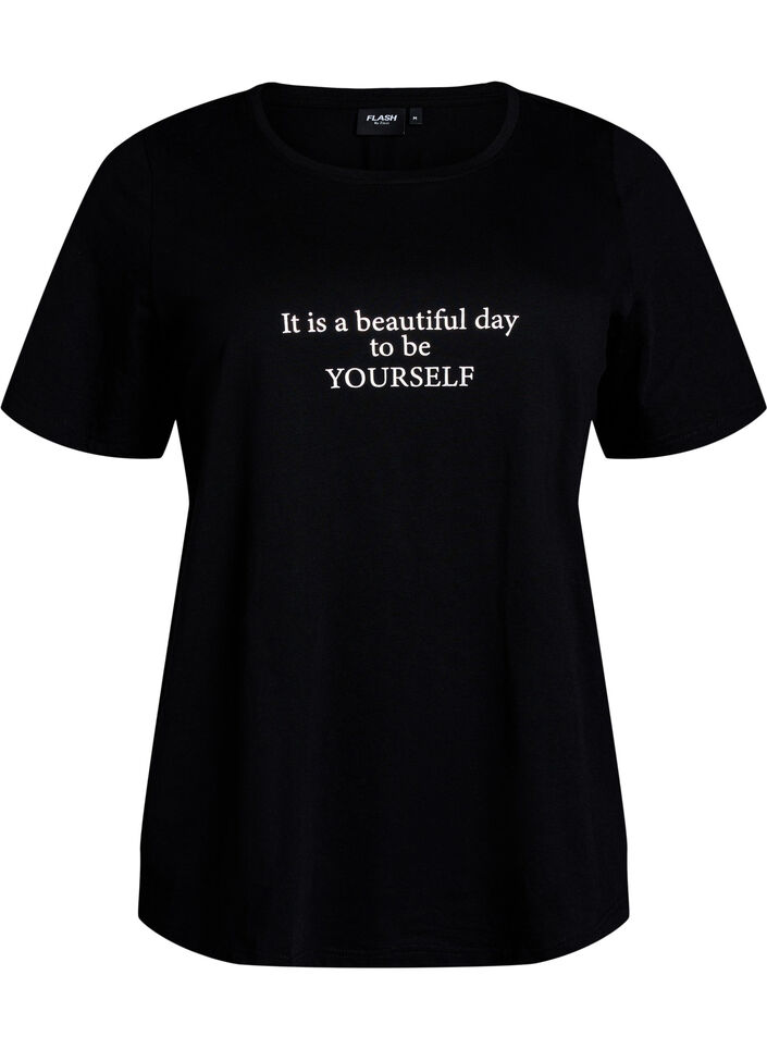 T-skjorte med trykk, Svart, Packshot image number 0