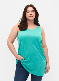 Topp med struktur og rund hals, Turquoise, Model