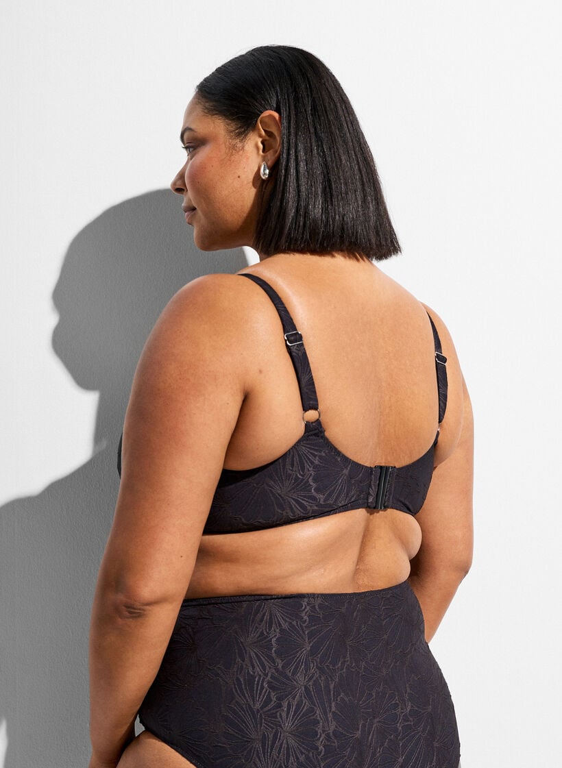 Bikinitopp med b&oslash;yle og et teksturert m&oslash;nster, Gr&aring;, Model image number 1