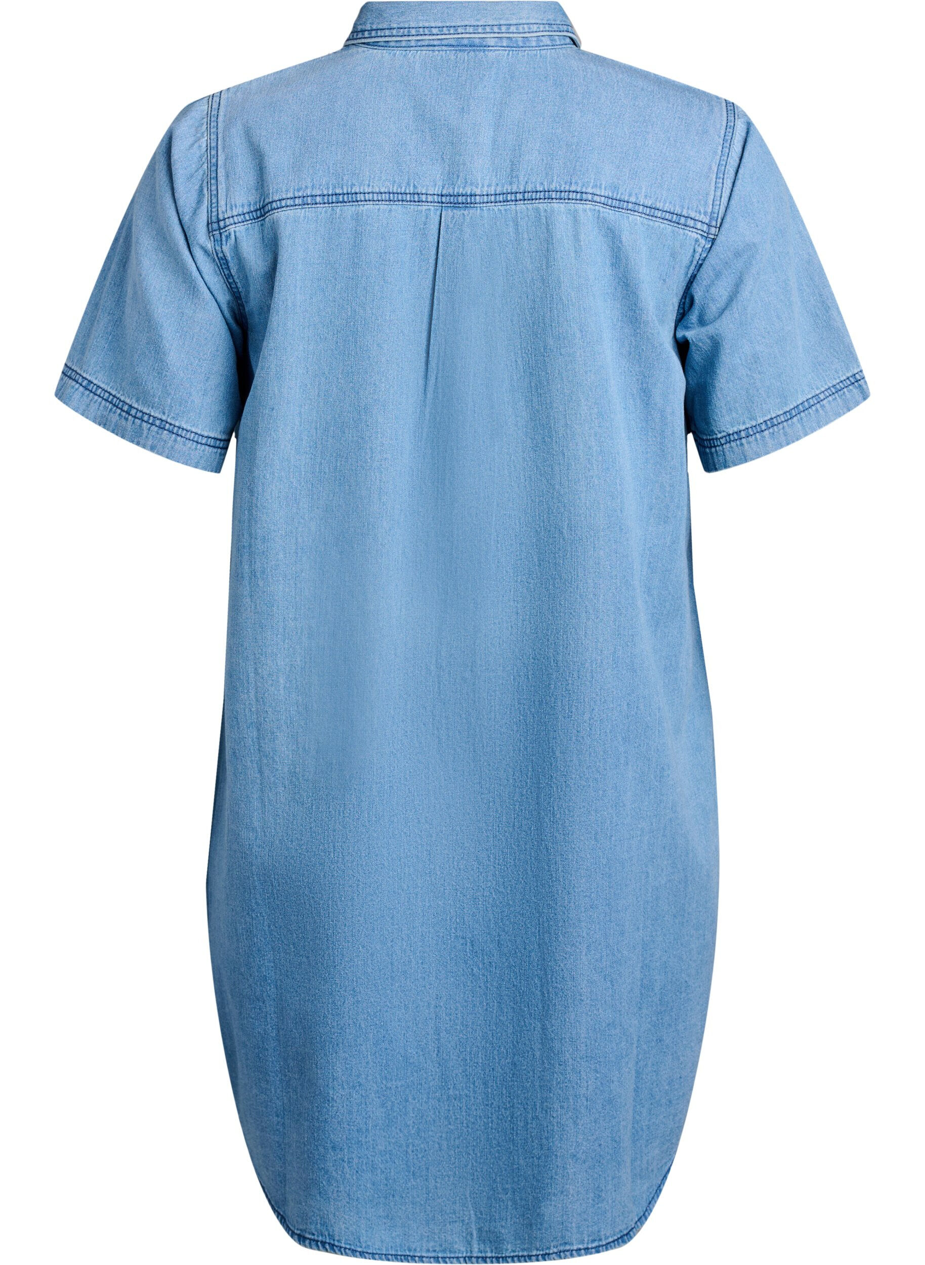 ZizziDenim skjortekjole med korte ermer, Bl&aring;, Packshot image number 1