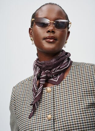 Zizzi Klassisk rutete blazer med gullknapper, Check brown, Image image number 0