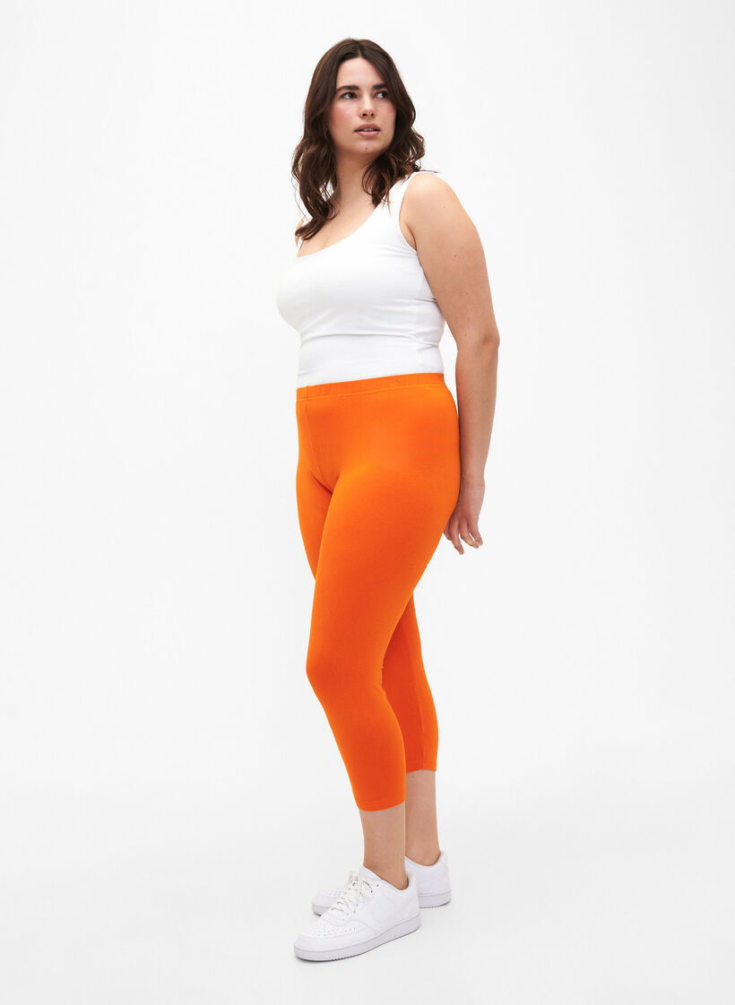 Basic 3/4-length viskosetights, Orange, Model image number 1