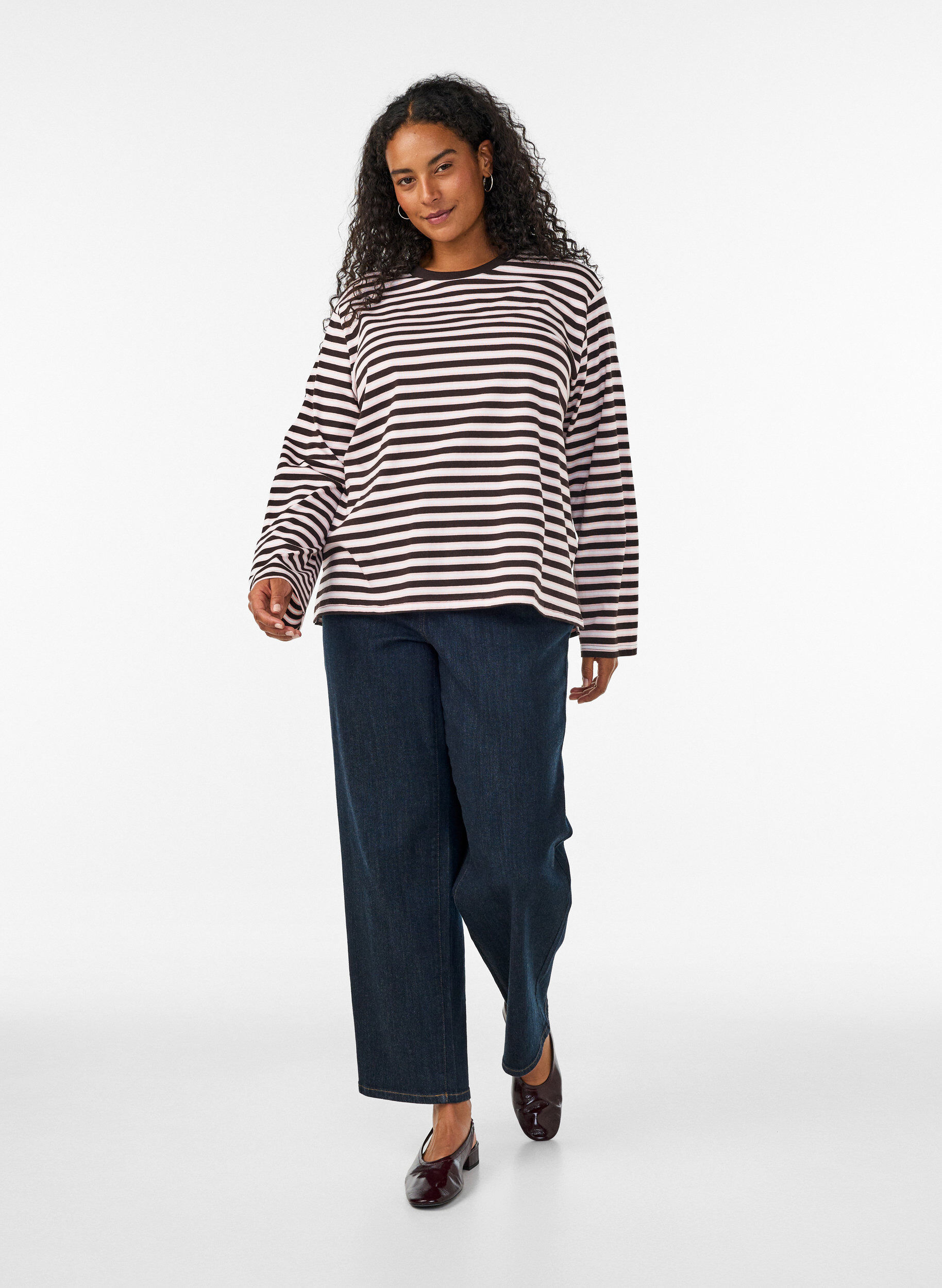 ZizziBasis T-skjorte med lange ermer, Rosa, Model image number 1