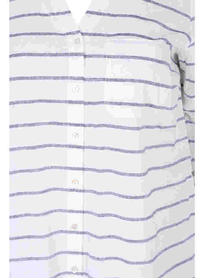 Bluse med 3/4-ermer og knapper, Navy Blazer stripe, Packshot image number 2