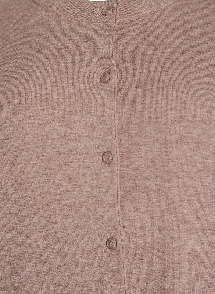 Cardigan med rund hals og stofftrukne knapper, Beige, Packshot image number 2