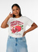 Bomulls T-skjorte med trykk, Hvit, Model image number 0