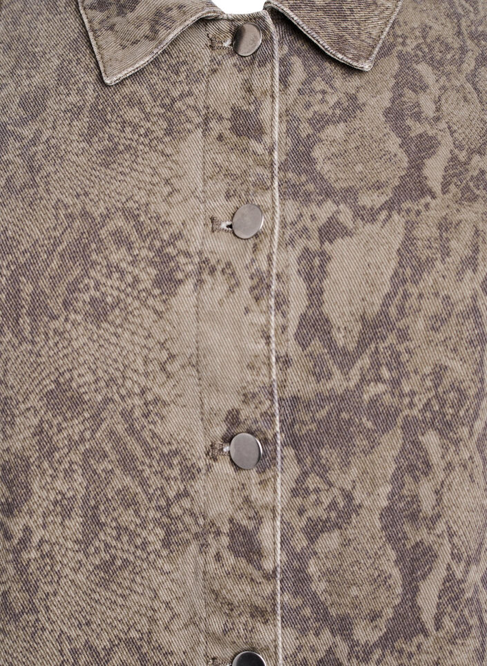Kort denim skjortekjole med slangeprint, Light Snake AOP, Packshot