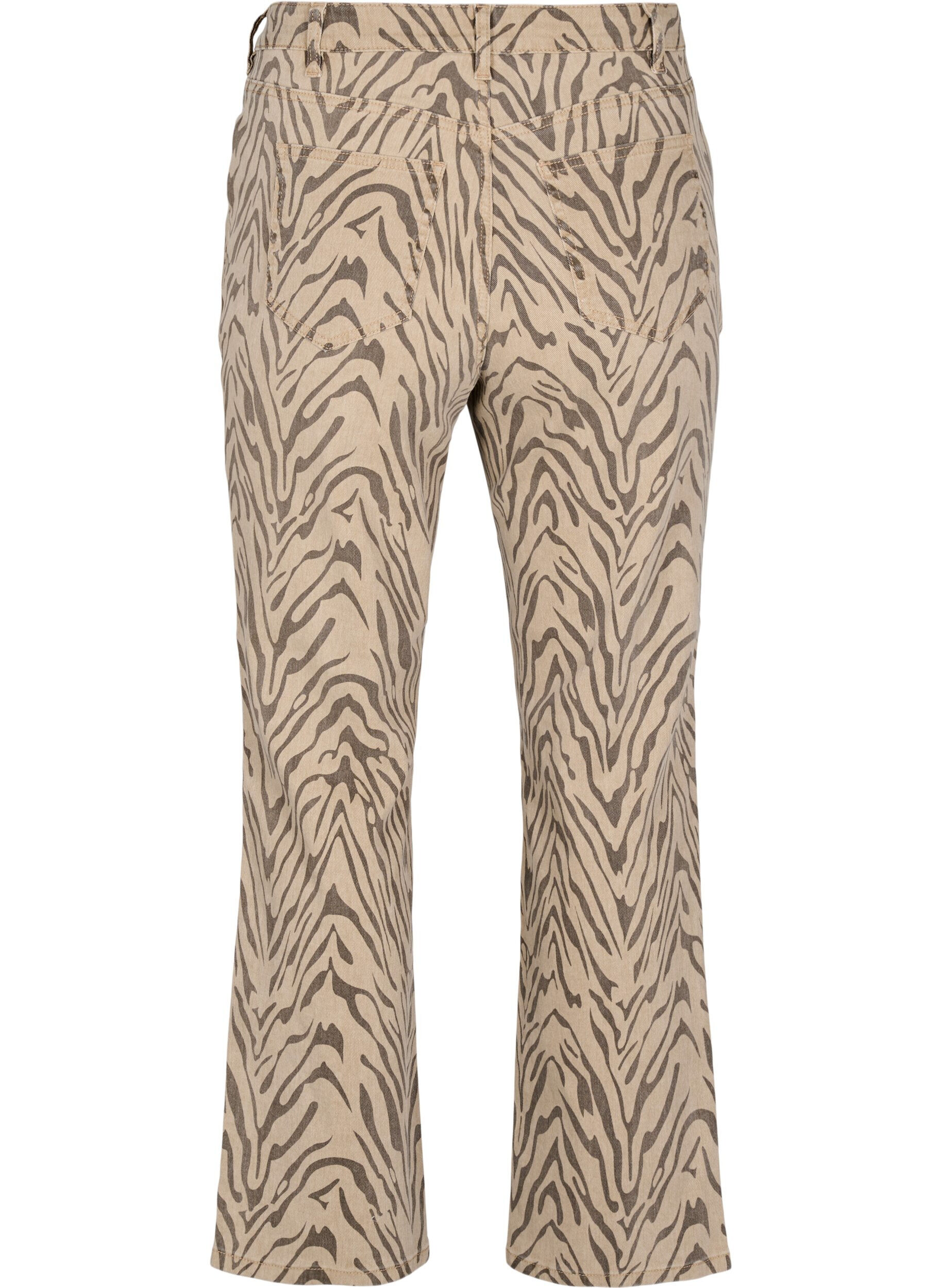 Zizzi Straight fit jeans med sebraprint, Brun, Packshot image number 1