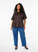 Oversize bluse med mønster, Brun, Model image number 1
