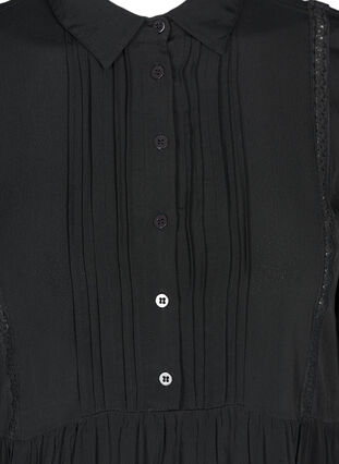 Viskosekjole med blondebånd, Black, Packshot image number 2