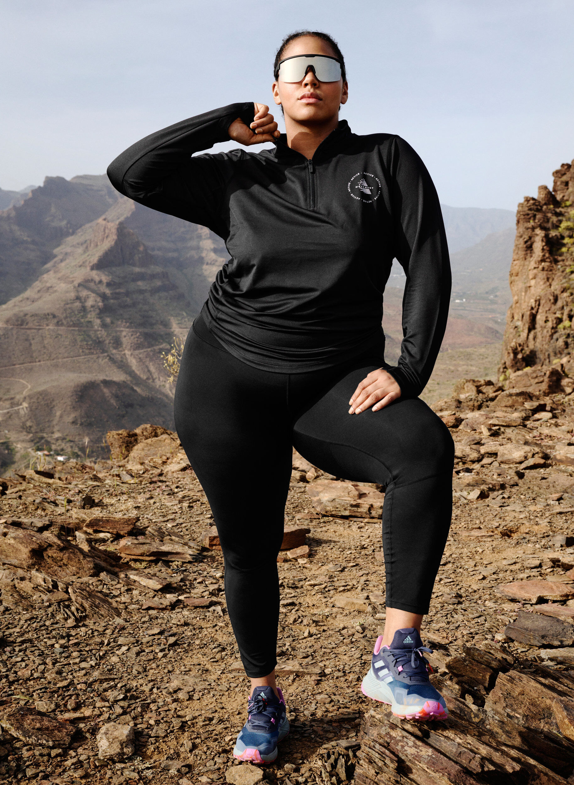 Zizzi Ensfargede treningstights, Black, Image image number 1