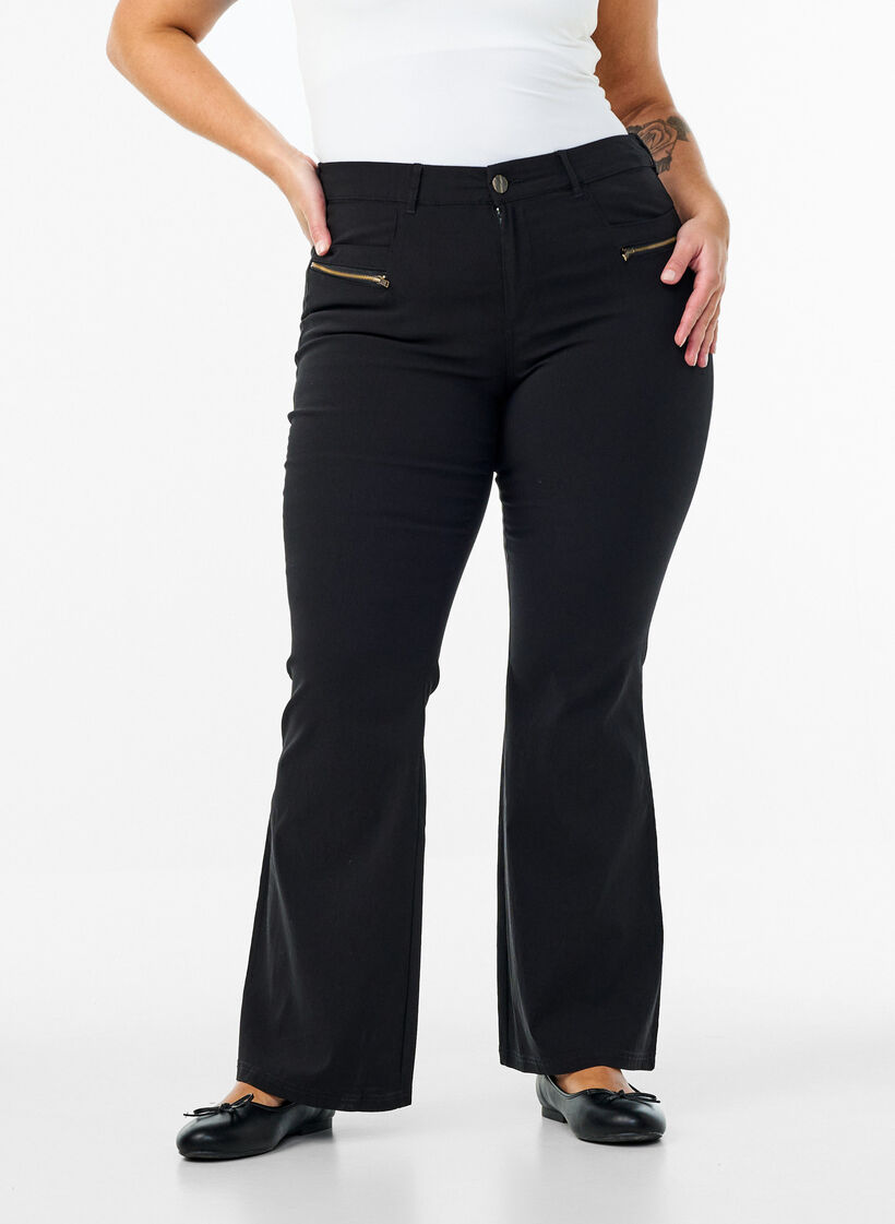 Bukser med bootcut, Svart, Model image number 2
