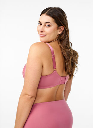 Zizzi Polstret BH med blomsterbroderi, Rosa, Model image number 1