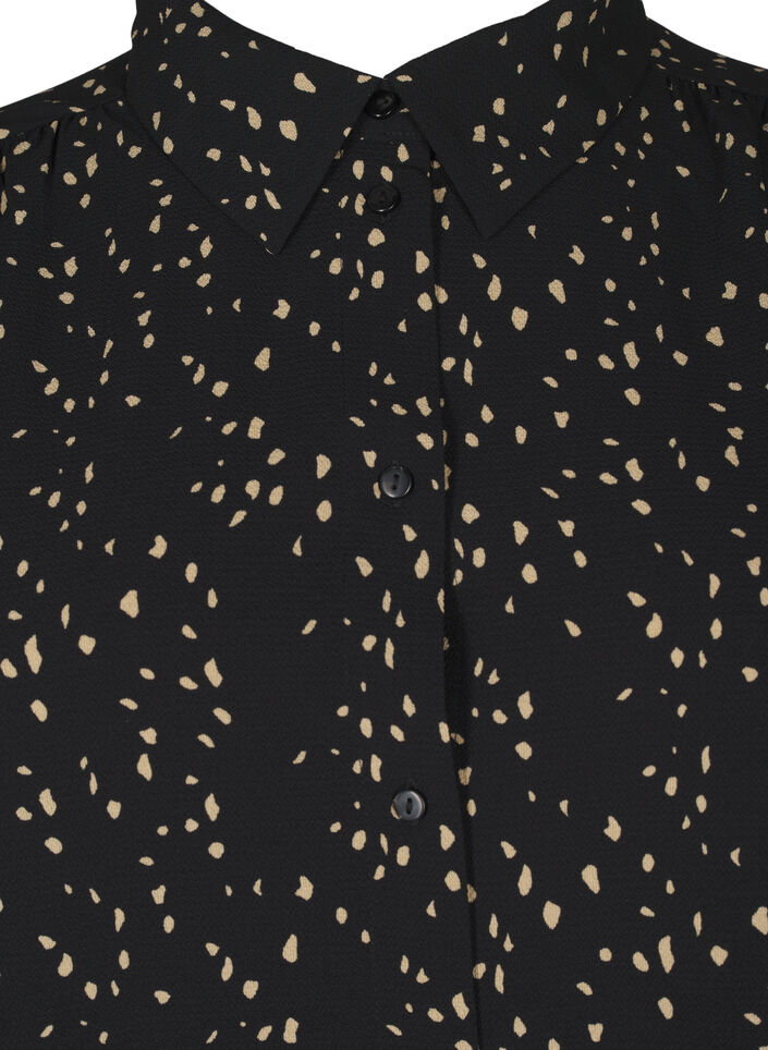 Prikkete skjorte med krage, Black w. Dot AOP, Packshot image number 2