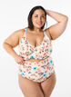 Ekstra høy midje bikiniunderdel med blomstertrykk, Beige, Model image number 0