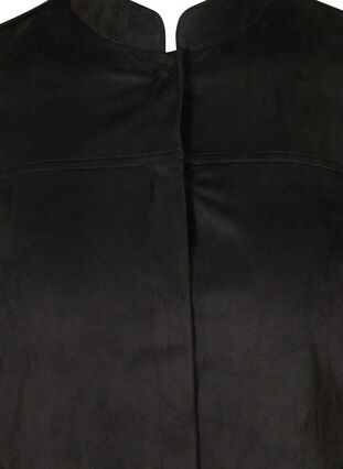 Lang skjorte i imitert, semsket skinn, Black, Packshot image number 2