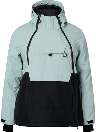 Skianorakk med hette, Gray mist w. Black, Packshot image number 0
