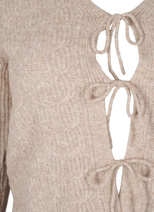 Zizzi Strikket cardigan med knytedetaljer, Simply Taupe Mel., Packshot image number 2