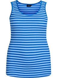 Stripete ribbestrikket singlet, Bl&aring;