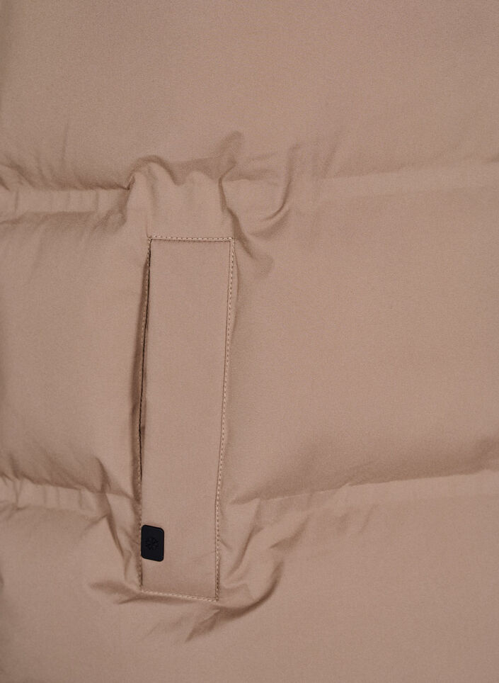 Kort puffvest med h&oslash;y krage, Brun, Packshot image number 3