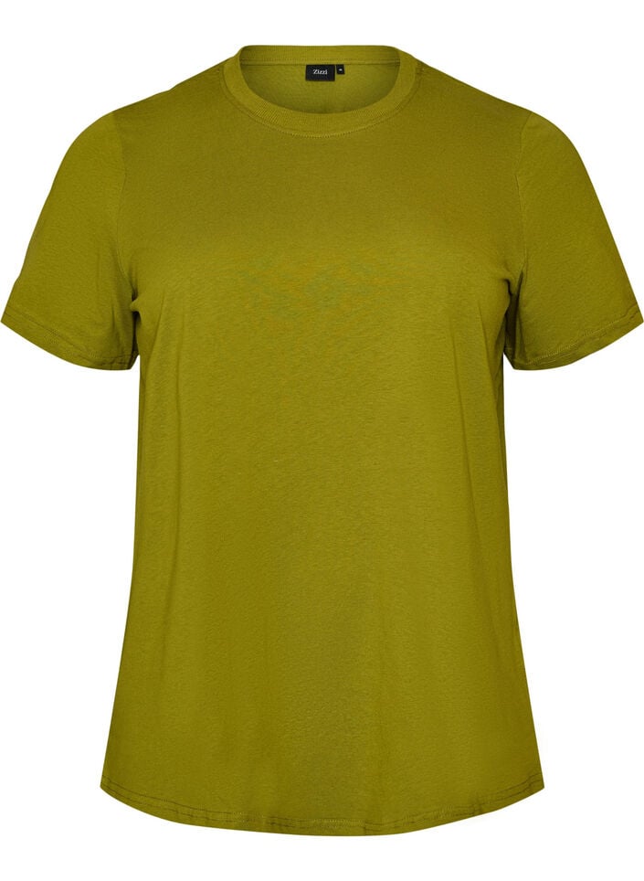 Basic T-skjorte i bomull med rund hals, Gr&oslash;nn, Packshot image number 0