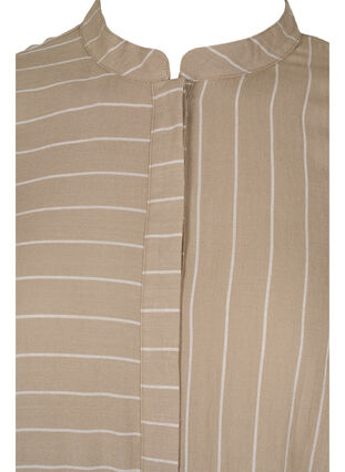 Lang stripete skjorte i viskosemiks, Timber Wolf/White, Packshot image number 2