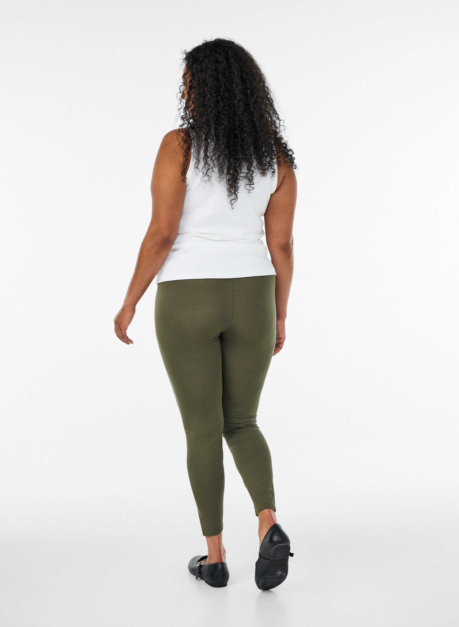 ZizziBasis leggings i viskose, Gr&oslash;nn, Model image number 2