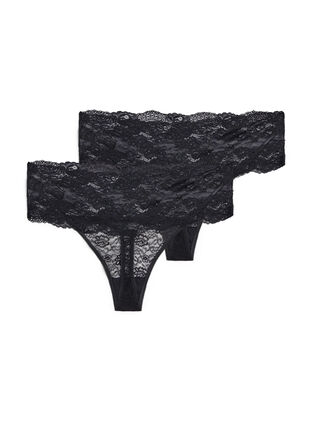 Zizzi 2-pk g-streng truse, Black, Packshot image number 1