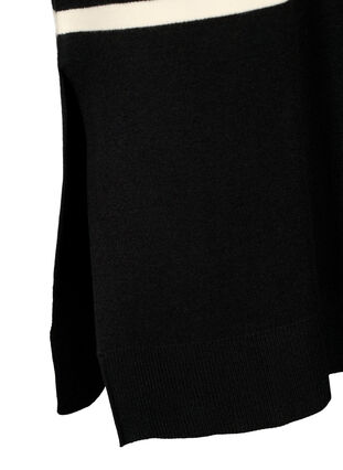 Stripete strikket kjole med turtleneck, Black Comb, Packshot image number 3
